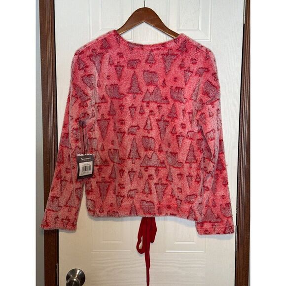 NWT Bearpaw Plush Knit Long Sleeve Tie Front Top & Joggers Pajama Set Red  Sz Lg - Picture 5 of 15